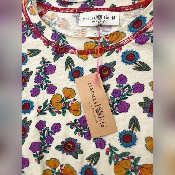 NWT Natural Life Lily Cotton Short Sleeve Tee Shirt Size Medium - Picture 8 of 11